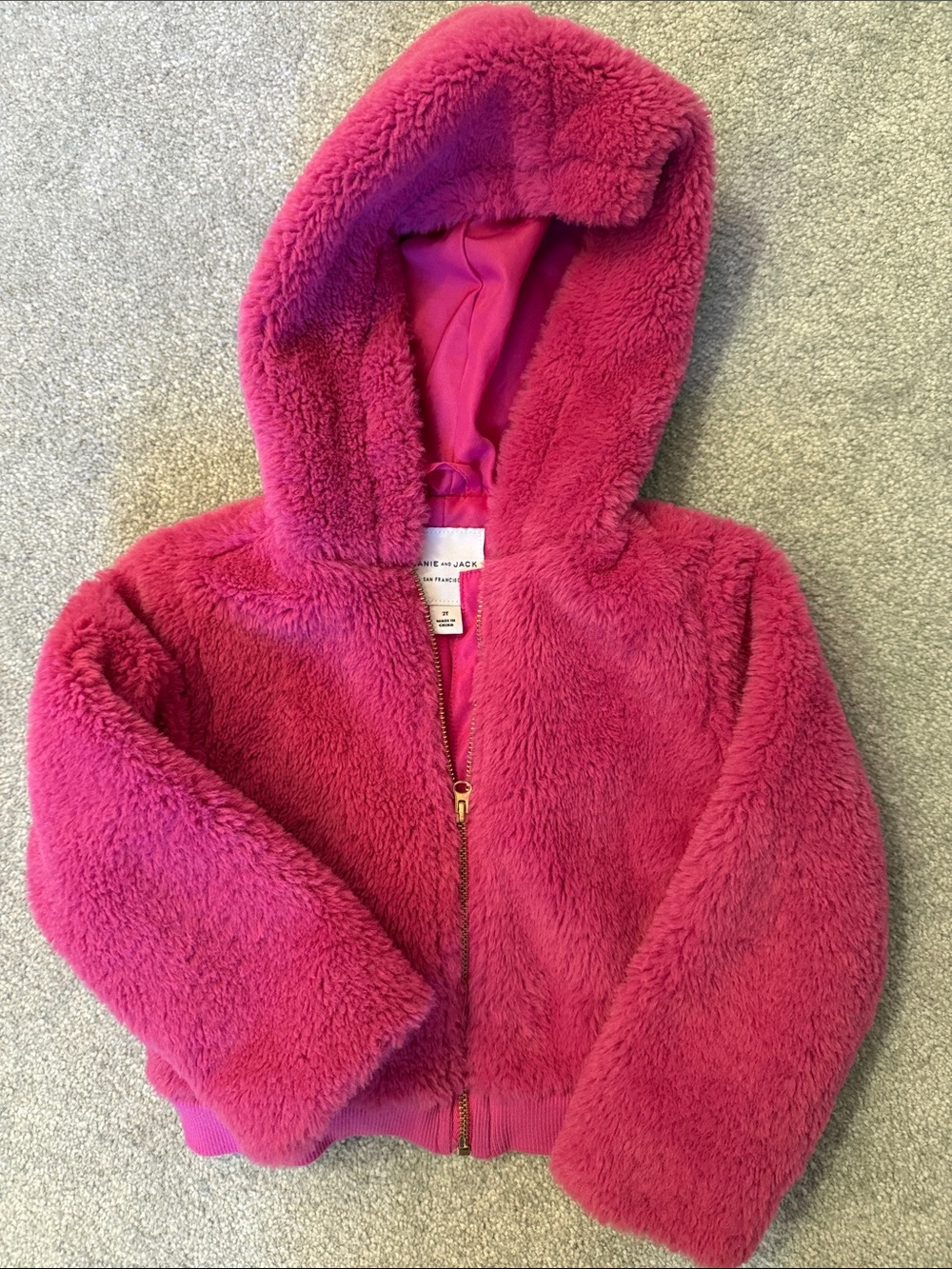 Girls' Plush Fuchsia Hooded Jacket - Janie and Jack